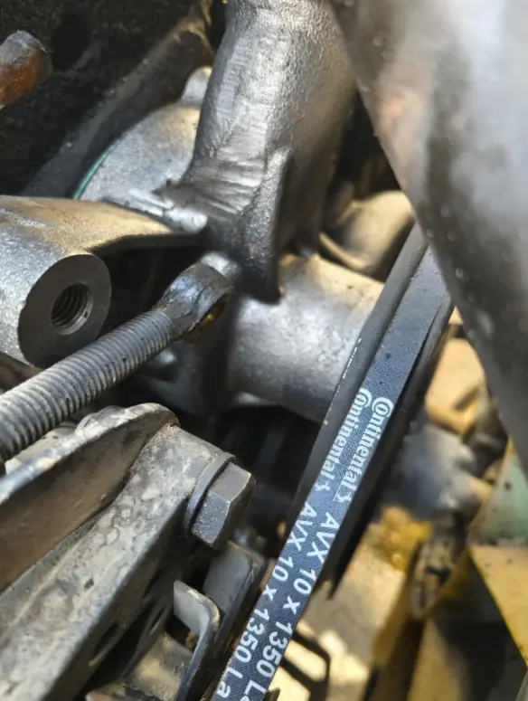 Continental AVX 10x1350 V-belt next to the water pump in a truck engine bay